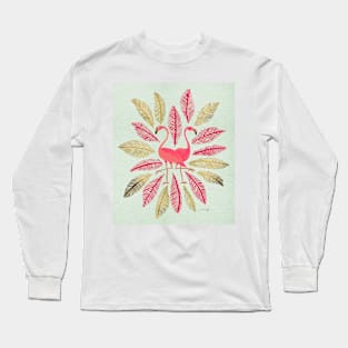 flamingos pink gold Long Sleeve T-Shirt